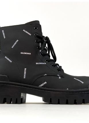 Женские ботинки Balenciaga Boots Black, черные кожаные ботинки...