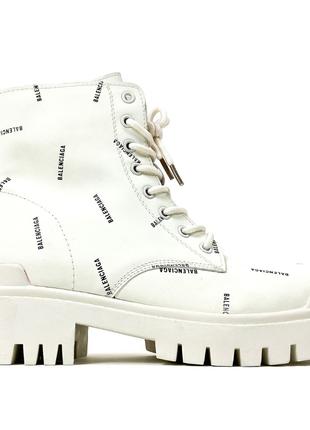 Женские ботинки Balenciaga Boots White, белые кожаные ботинки ...