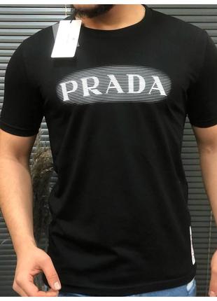 Мужская черная футболка Prada, прада