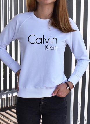 Женский белый свитшот с принтом "Calvin Klein"