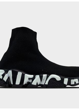 Кроссовки Balenciaga Speed Trainer Graffiti Black, кроссовки б...