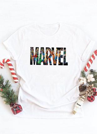 Новогодние парные футболки "Marvel" (унисекс)