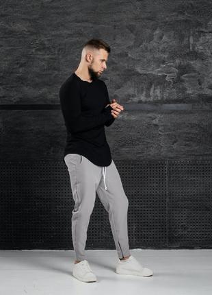 Чоловічий комплект чорний лонгслив ASOS + сірі штани