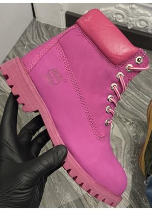 Женские зимние ботинки Timberland Military Pink (мех), женские...