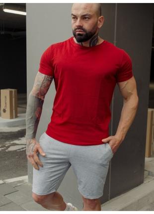 Чоловічий літній комплект Asos червона футболка + сірі шорти А...