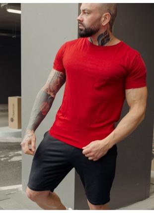 Мужской летний комплект Asos красная футболка + черные шорты А...