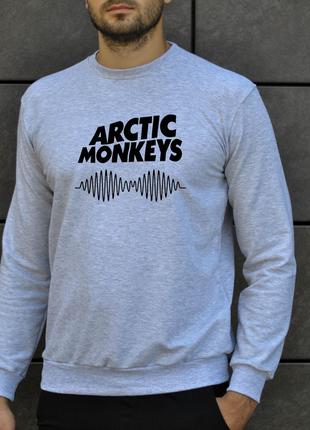 Мужской утеплённый меланжевый свитшот с принтом "Arctic Monkeys"