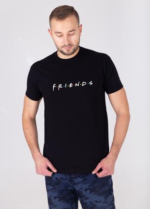 Мужская чёрная футболка с принтом "FRIENDS"