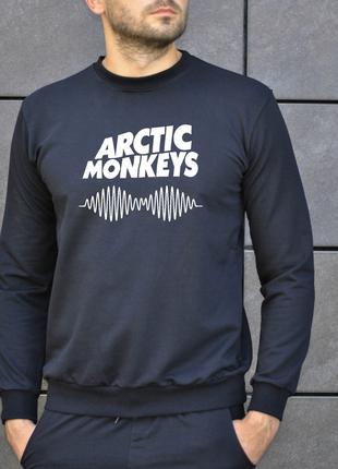 Мужской утеплённый черный свитшот с принтом "Arctic Monkeys"