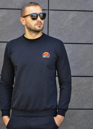 Чоловічий утеплений чорний світшот з принтом "Ellesse"