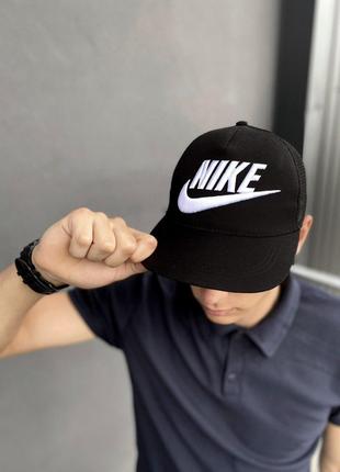 Кепка Nike мужская | женская найк черная big white logo