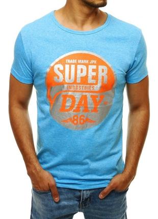 Мужская голубая футболка "Super day 86"