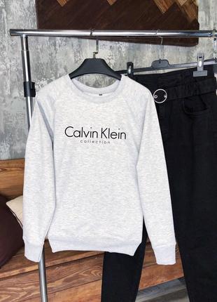Женский серый свитшот с принтом "Calvin Klein"