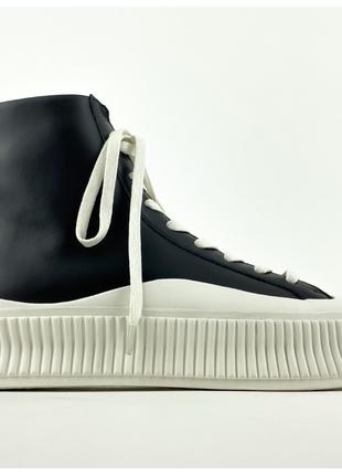 Женские ботинки Jil Sander Black Pony High-Top, черно-белые ко...