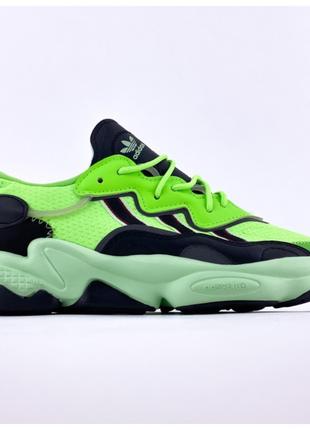 Мужские кроссовки Adidas Ozweego Neon Green Black, зелёные кро...