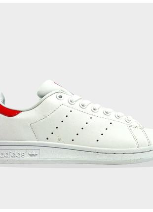 Кроссовки Adidas Stan Smith White Red, белые кожаные кроссовки...