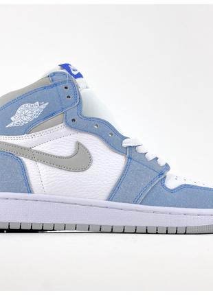 Женские кроссовки Nike Air Jordan 1 Retro Mid Blue White, голу...