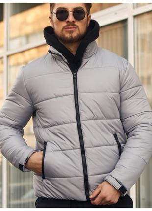 Чоловіча зимова дута куртка Asos Stockholm утеплена сіра куртк...