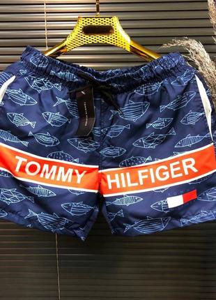 Мужские синие пляжные шорты Tommy Hilfiger плавательные купаль...