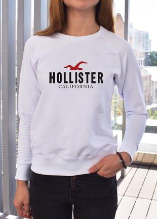 Женский белый свитшот с принтом "Hollister"