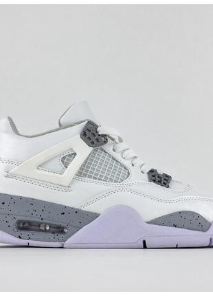 Мужские кроссовки Nike Air Jordan 4 Retro White, белые кожаные...