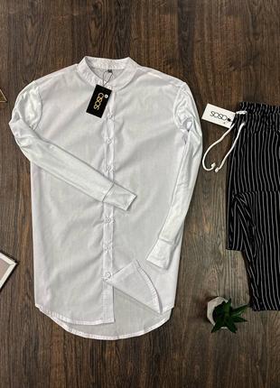 Мужской комплект Asos белая рубашка + черные брюки в полоску