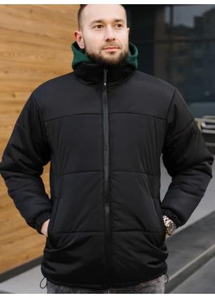 Мужская еврозимняя черная куртка утепленная