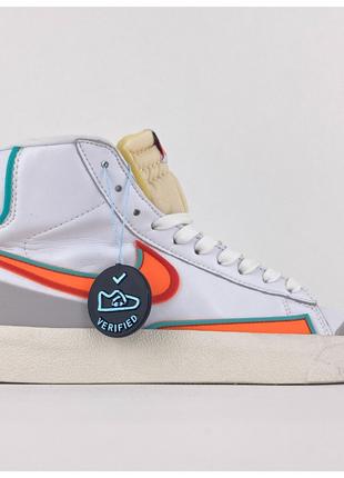 Женские кроссовки Nike Blazer Mid '77 White Orange, белые кожа...