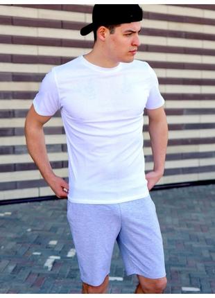 Мужской летний комплект Asos белая футболка + серые шорты Асос...