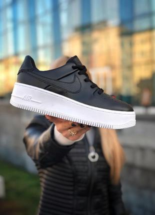 Nike Air Force 1 Black White Sage (высокая подошва)