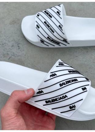 Женские шлепанцы Balenciaga Slides Small Logo ‘White’, белые ш...