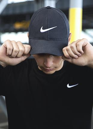 Кепка Nike мужская | женская найк серая белое лого