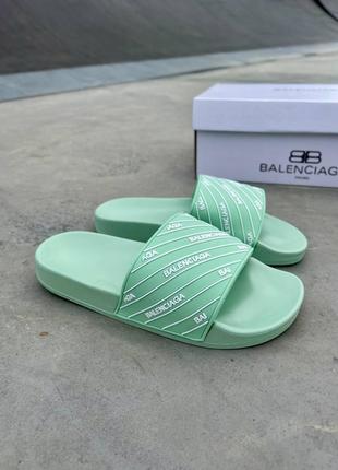 Balenciaga Slides Small Logo Mint Green