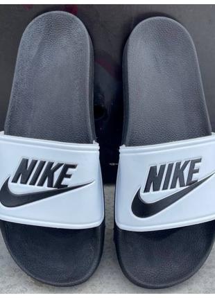 Мужские / женские шлепанцы Nike Slides ‘White’, черно-белые шл...
