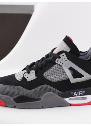 Мужские кроссовки Nike Air Jordan 4 Retro Black Grey Red, черн...