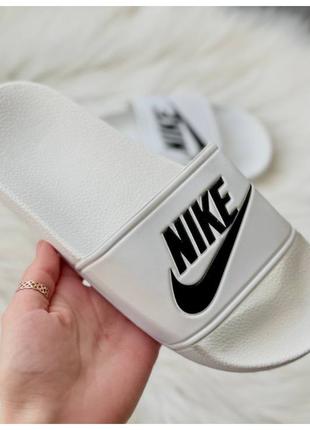 Мужские / женские шлепанцы Nike Slides Logo Swoosh ‘White’, бе...