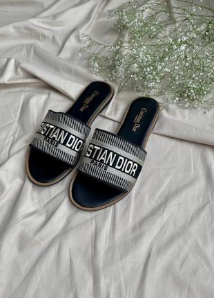 Christian Dior Slides Black Beige