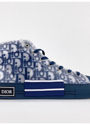 Женские кеды Dior B23 High - Top Sneakers Blue, синие кроссовк...