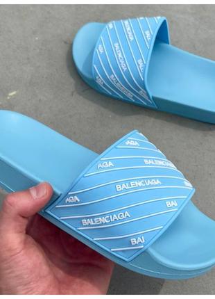 Женские шлепанцы Balenciaga Slides Small Logo ‘Blue’, синие шл...