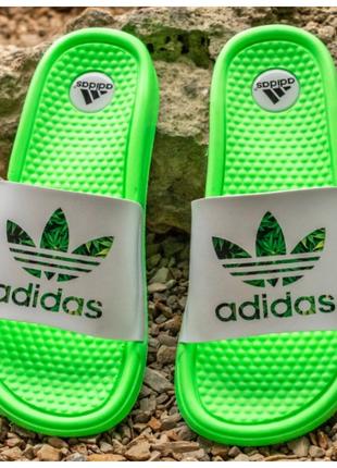 Женские шлепанцы Adidas, зелёные шлепки адидас сланцы слипоны ...