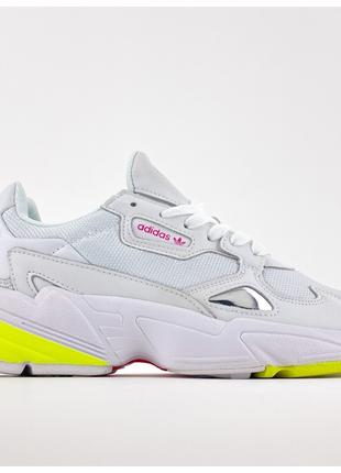 Женские кроссовки Adidas Falcon White Yellow, белые кроссовки ...