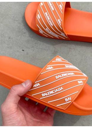 Женские шлепанцы Balenciaga Slides Small Logo ‘Orange’, оранже...