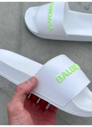 Женские шлепанцы Balenciaga Slides Big Logo ‘White’, белые шле...