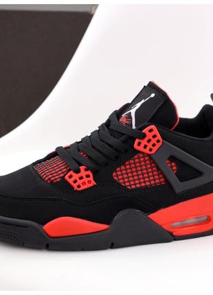 Мужские кроссовки Nike Air Jordan 4 Retro Black Red, черные ко...