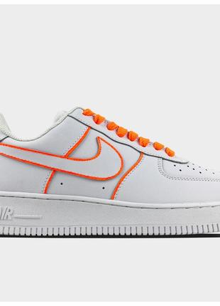 Мужские кроссовки Nike Air Force 1 Low Orange Lines White, бел...