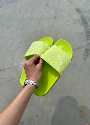 Balenciaga Slides Small Logo Neon Green