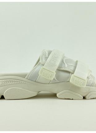 Жіночі сандалі Dior D-WANDER-SLIPPER White, білі шльопанці діо...