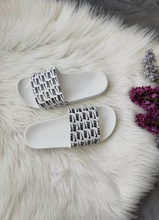 Nike Slides Small Logo White