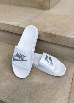 Nike Slides White Silver