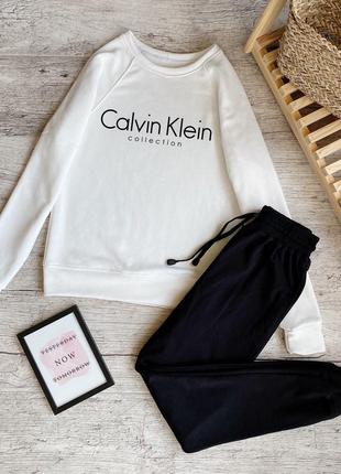 Женский утепленный костюм белый реглан с принтом "Calvin Klein...